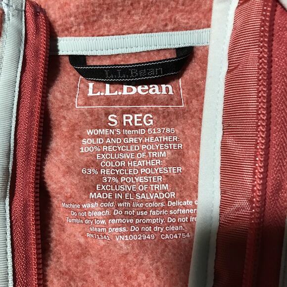 LL Bean S orange full zip sweater fleece hooded long sleeve contrasting pocket - Picture 3 of 8